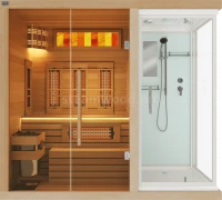 Двухместная комбинированная сауна Luxury из кедра с Душевой кабиной