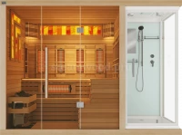 Четырехместная комбинированная сауна Luxury  из кедра с Душевой кабиной