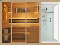 Четырехместная финская сауна Comfort  из кедра с Душевой кабиной
