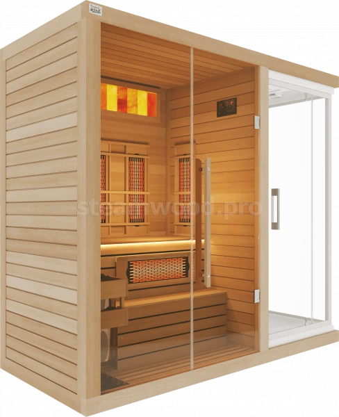 Двухместная комбинированная сауна Luxury из кедра с Душевой кабиной