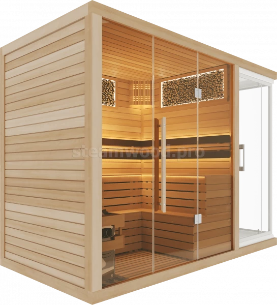 Четырехместная финская сауна  Luxury  из кедра с Душевой кабиной