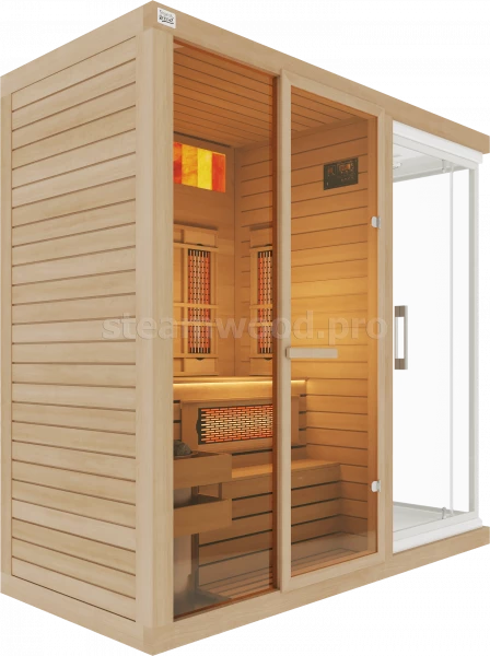 Двухместная комбинированная сауна Comfort из кедра с Душевой кабиной