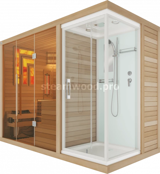 Четырехместная комбинированная сауна Luxury  из кедра с Душевой кабиной